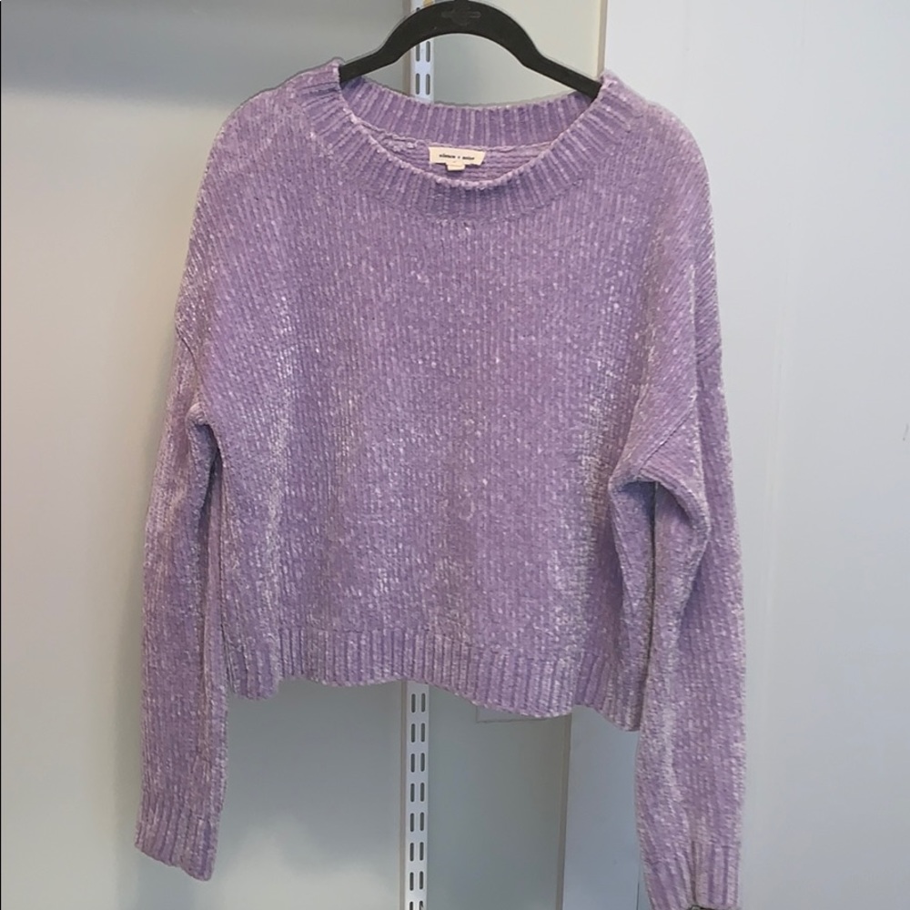 It’s a chenille, light purple sweater